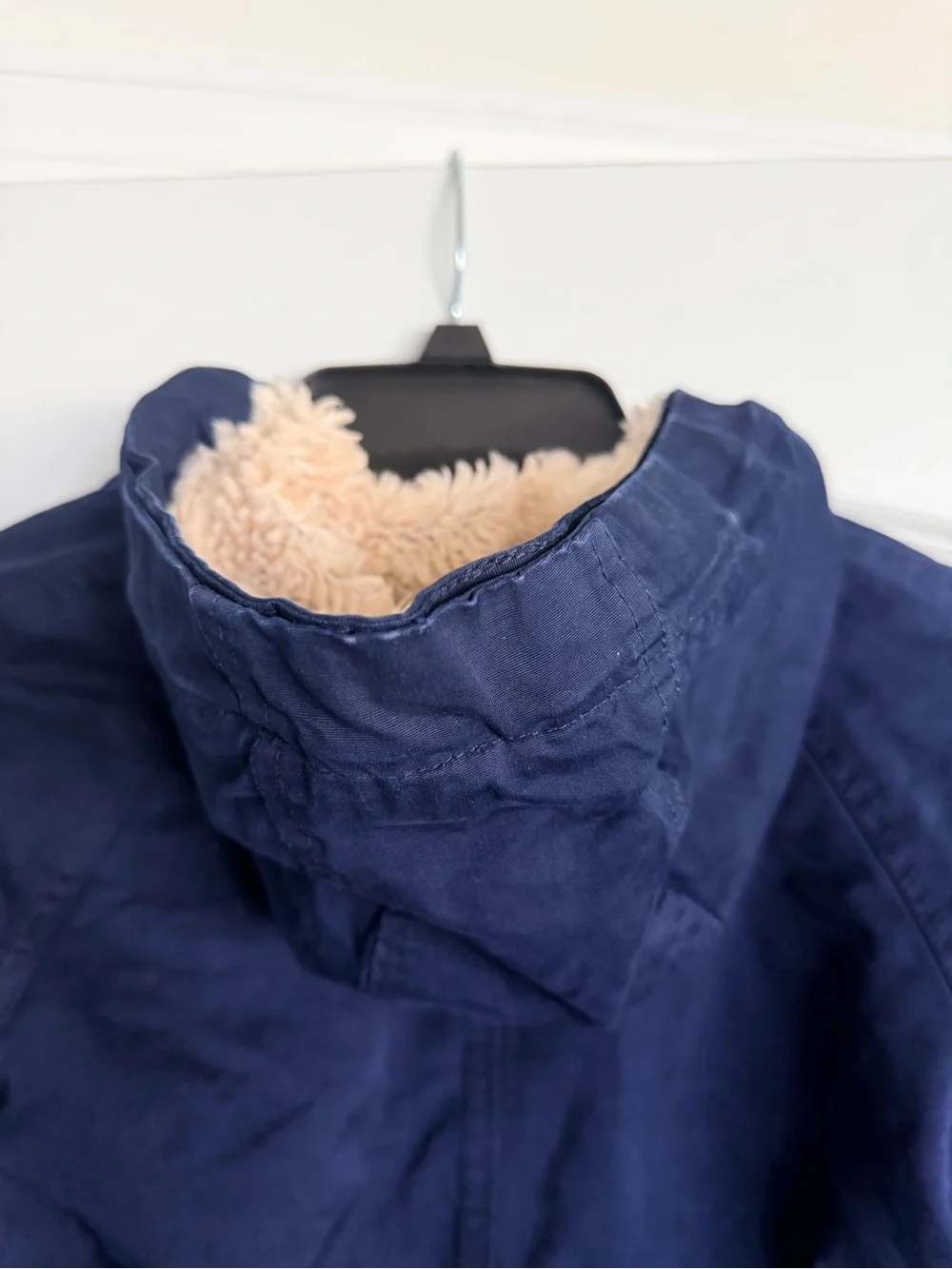 Zara Kids Navy Hooded Parka Jacket with Faux Fur Lining